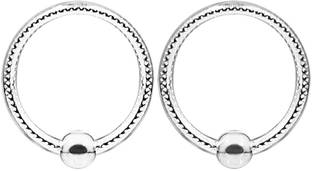 Parnika Self Design Small Size Silver Ball Bali in Pure 92.5 Sterling Silver Hoop Earring