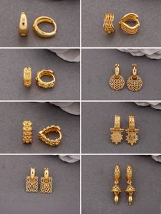 Weroxa Combo Of 8 Brass Huggie Earring