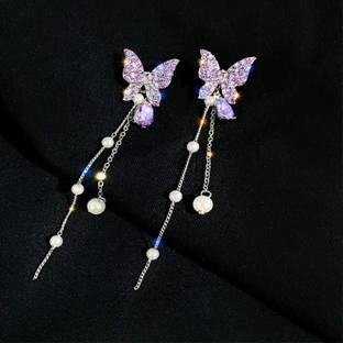 Onuyx Onuyx Korean Earrings For Girls & Women /Beautiful Butterfly Earrings Zircon Alloy Drops & Danglers