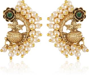 VIGHNAHARTA Glittering Green Pearl stud Earring for Women and Girls[VFJ2556ERG-GREEN] Pearl Alloy Stud Earring