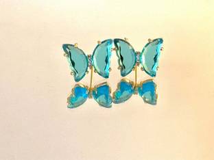 Arzonai Butterfly Stud Clear Crystal Earrings For Gift to Girls & Women Metal Stud Earring