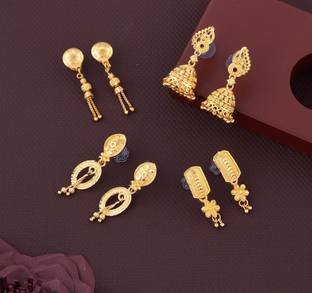 TheSanga bestseller Combo of 4 Traditional Brass Earring Set