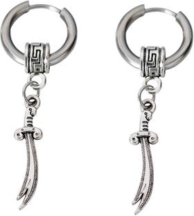 M Men Style Religious Islamic Ali Sword Islam Knife Sword Piercing Hoop Earrings Metal, Stainless Steel Hoop Earring