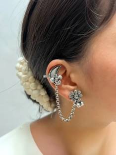 BRJEWELRS Moon Brass Chandbali Earring