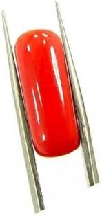 Aanya Jewels 9.25 Ratti Red Coral (Moonga) Gemstone Capsule Shape Stone Lab Certified Lucky Coral Stone Ear Thread