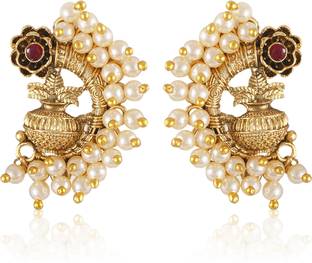 VIGHNAHARTA Glittering Red Pearl stud Earring for Women and Girls[VFJ2556ERG-RED] Alloy Stud Earring