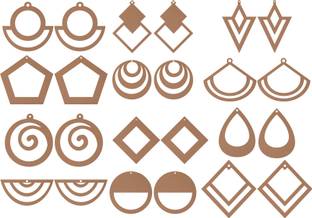 PihuCreation Wood Blank Earrings Unfinished Without Hooks Earrings For Jewelry Making Wood Drops & Danglers