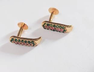 Satyasri-SFJ Impon AD stone Trady J type Earrings for women's & girls Metal Stud Earring