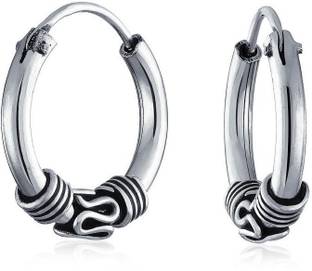 Parnika Small Size Antique Finish Bali in Pure 92.5 Sterling Silver Hoop Earring