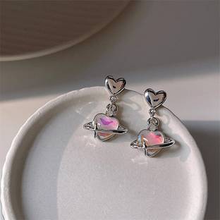 Stily Heart & Planet Drop Earrings Alloy Drops & Danglers