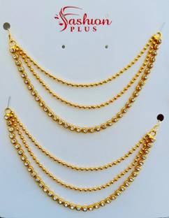 tvAt Gold Plated Designer Multi-Layer Drop Earrings for Women Ruby Gold Drops & Danglers