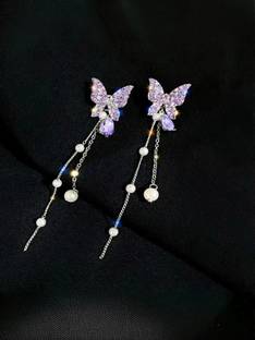 Onuyx Onuyx Korean Earrings For Girls & Women /Beautiful Butterfly Earrings Zircon Alloy Drops & Danglers