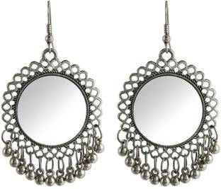DazzleDream Mirror Sliver Oxidized Earrings for Women and Girls Alloy Drops & Danglers