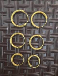 RENU CREATION Gold coted simple cut light weight hoop Bali earring for women & girls PACK OF 3 Alloy, Brass, Metal, Tungsten Hoop Earring