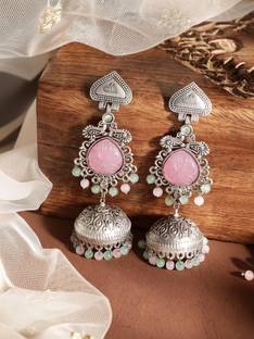 RUBANS Antique Allure Oxidized for a Touch of Tradition Alloy Jhumki Earring
