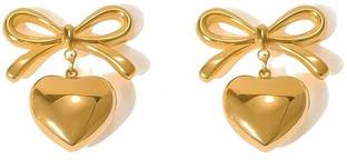 MEENAZ earrings for girls women studs korean stylish heart golden ear ring Anti Tarnish Alloy, Metal, Stainless Steel Jhumki Earring, Chandbali Earring