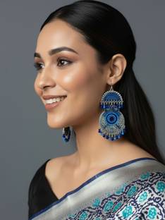 alysa BlueMeena Moti Mayur Alloy Chandbali Earring