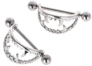 GadgetsDen Nipple Bar Mouth teeth Shape Women's Piercing Screw Studs,16G Stainless Steel Stud Earring