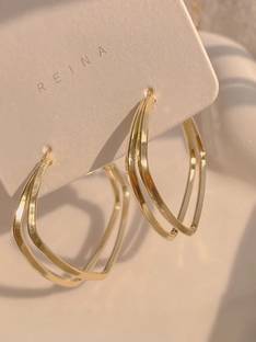 AKISON JEWELS 2 Layer Hoop For Women Girls Korean Western Fashion Trendy New Alloy Earring Set, Stud Earring, Drops & Danglers