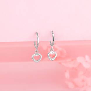 GIVA 925 Silver Small Heart Drop Earrings for Womens Silver Drops & Danglers