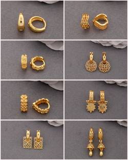Weroxa Combo Of 8 Brass Huggie Earring