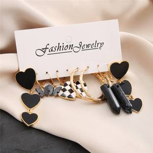 Fashion Frill Earrings For Women Earrings For Women Girls Stud & Drop Earrings Set Pair of 5 Alloy Earring Set