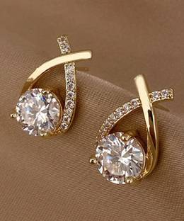 AKISON JEWELS Korean Earrings Ad stone Stud western Earrings For Women Girls Light Weight Crystal, Cubic Zirconia Alloy Stud Earring, Earring Set, Drops & Danglers