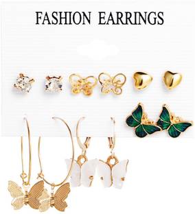 Vembley Elegant Gold Plated 6 Pair Earrings Set for Women and Girls Alloy Earring Set