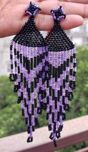 GLAMIFIED PURPLE BEADS EARRING Glass Plug Earring