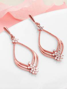 GIVA 925 Silver Rose Gold Princess Earrings|Lifetime Plating|6 Month Warranty Cubic Zirconia Sterling Silver Drops & Danglers