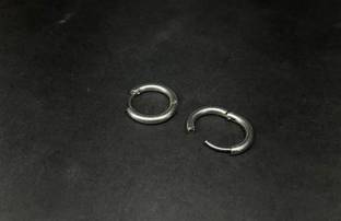 Skycart Steel Silver Earring Pair of Mens Silver Flat Hoop Earring Set Metal Clip-on Earring