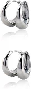 Crazy Fashion Silver Kaju Bali/Earrings 2 Pairs Silver Hoop Earrings for Men Boys Stainless Steel Hoop Earring