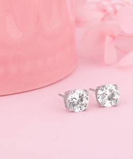 GIVA 925 Silver Anushka Silver Zircon Earrings|Lifetime Plating|6 Month Warranty Zircon Silver Stud Earring