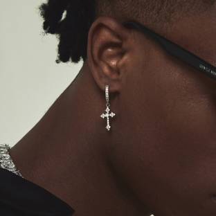Salty Alpha Celestial Cross Earrings for Men & Boys | Ear Tops | Aesthetic Jewellery Stainless Steel Hoop Earring