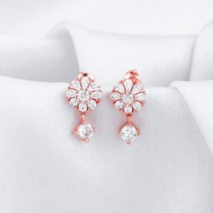 GIVA 925 Silver Rose Gold Floral Earrings for Women Zircon Silver Stud Earring