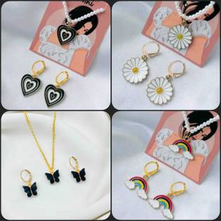 ELCETRATD JEWELLERY Shimmering beautiful pack of 8 earrings combo for women and girls Crystal Alloy Stud Earring