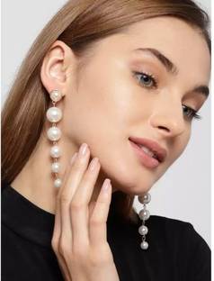 ZuriKrisha Trendy White Earrings Pearl Alloy Drops & Danglers