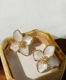 AKISON JEWELS Floral Korean For Women Girls Western Alloy Stud Earring