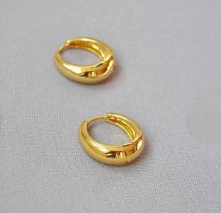 MA FASHION Korean Style Pearl Stud Earrings | Gold Plated & CZ for Women Alloy, Brass Hoop Earring