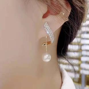 polluxcraft New Designer Western Korean Earrings For Girls and Women Pearl Alloy Drops & Danglers
