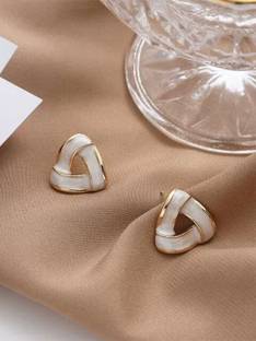 pasu fashion Gold-Plated Overlaped Studs Earrings Pearl Alloy Clip-on Earring