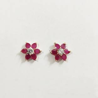 Jewels Corner Dazzling Ruby AD Earring Cubic Zirconia Brass Stud Earring