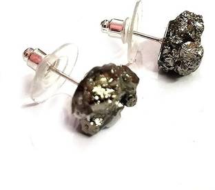 AIR9999 Natural Golden Pyrite Crystals Raw Rough Uneven Cut Shaped Tops Jhumka Earring Crystal Crystal Jhumki Earring