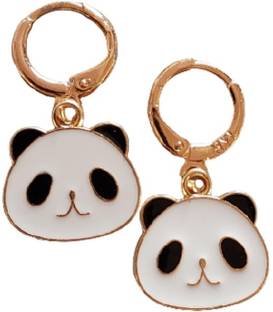 Icandies Cute Panda Earrings Huggies For Women And Girls Alloy Huggie Earring