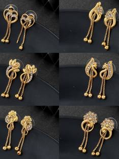 Weroxa Earrings Combo Of 6 Diamond Alloy Drops & Danglers