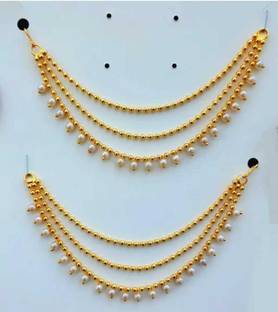 ATHARV ENTERPRISE Traditional Earrings, 3 layer earrings Chain, Matel, Kan chain, ear chain Kanser Brass Cuff Earring