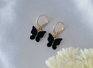 Sonisirani Cute trendy butterflyy charm korean earrings for women and girls Alloy Hoop Earring