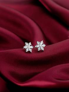 GIVA 925 Flowery Snowflake Studs|Lifetime Plating|6 Month Warranty Zircon Sterling Silver Stud Earring