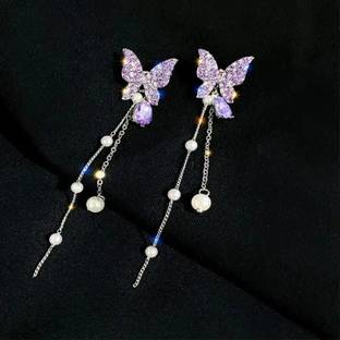 Onuyx Onuyx Korean Earrings For Girls & Women /Beautiful Butterfly Earrings Zircon Alloy Drops & Danglers