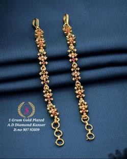 SHREEJI JEWLLERY 1 GRAM GOLD PLATED AD STUDDED FANCY EARCHAIN FOR WOMEN/GIRLS. Cubic Zirconia Brass Chandbali Earring